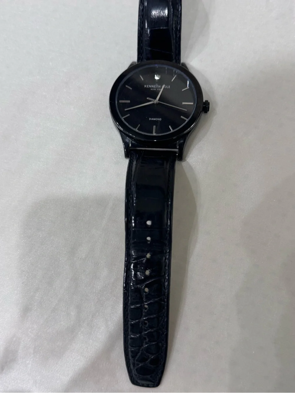 Kenneth Cole Men's All-Black Leather Strap Watch